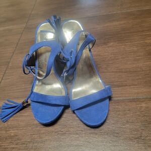 bebe Royal Blue Suede Heels